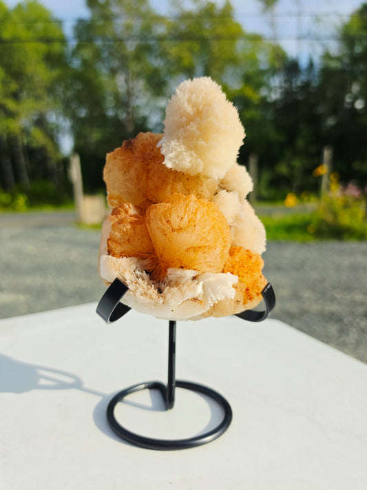2.14lb Scolecite / Mordenite on Stilbite Specimens with Stand From India