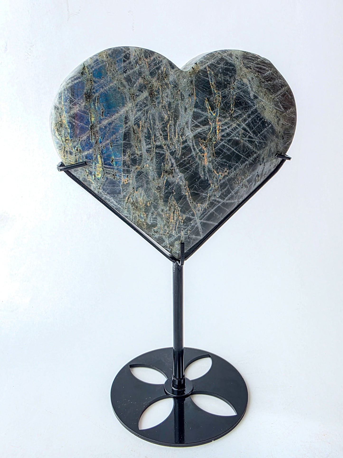 AA grade Labradorite heart Carving with stand