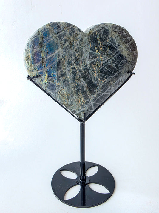 AA grade Labradorite heart Carving with stand