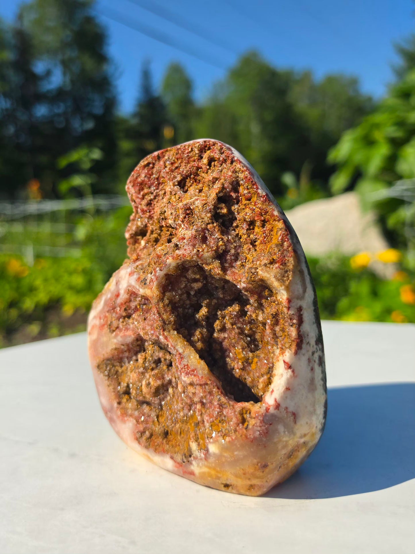1.87 lbs Druzy Pink Amethyst Agate Crystal Mineral Specimens 13x10cm